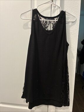 Vocal Black Lace-Back Rhinestone Tank Top